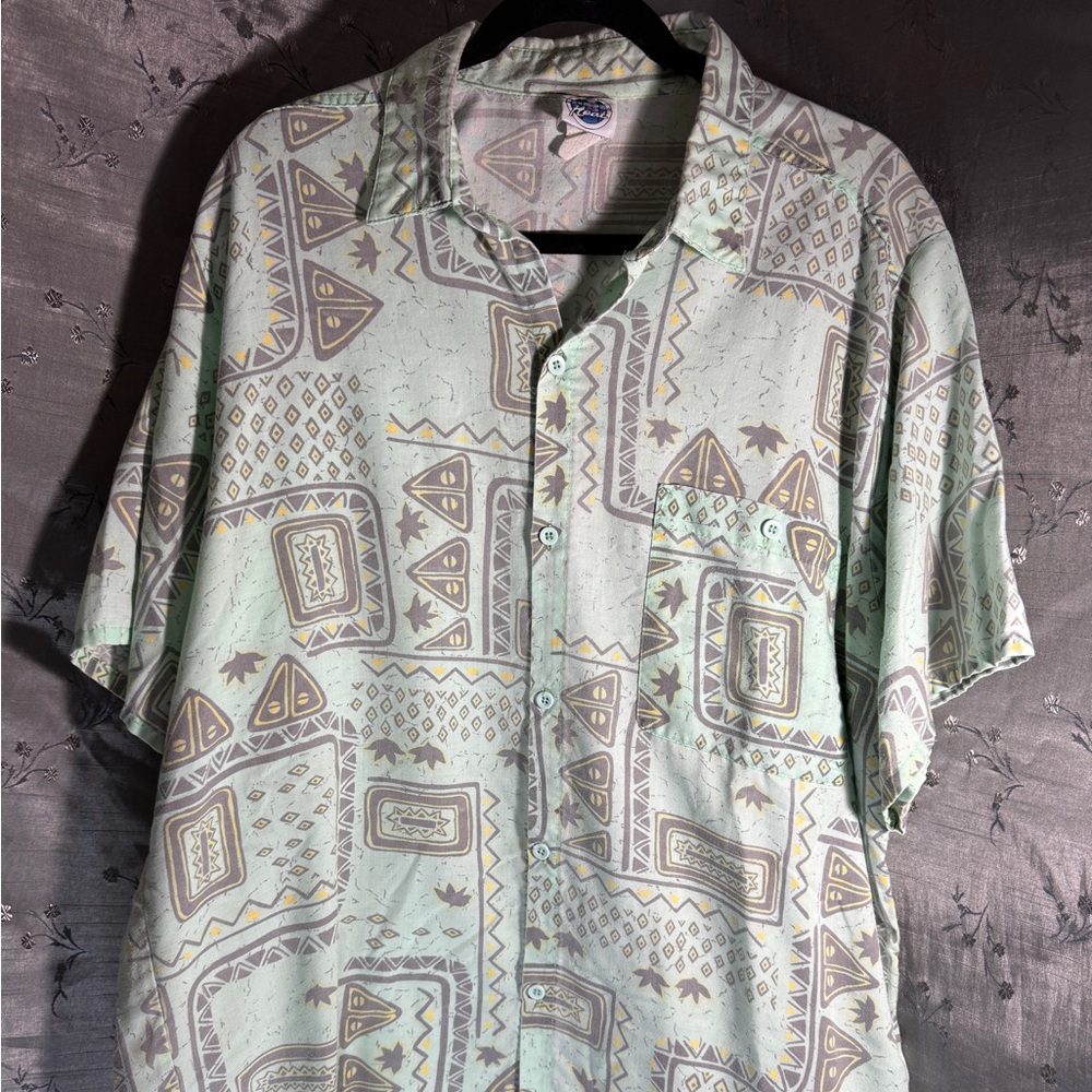 Vintage Pacific Heat Tiki Inspired Patterned Shirt XL